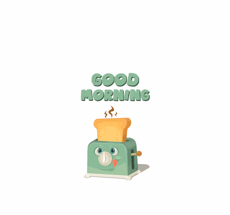 Goedemorgen met broodrooster keuken rolgordijn - TenStickers