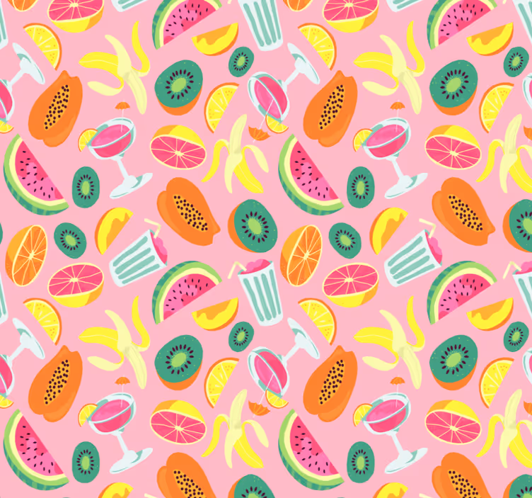 Kleurrijk fruitpatroon keuken rolgordijn - TenStickers