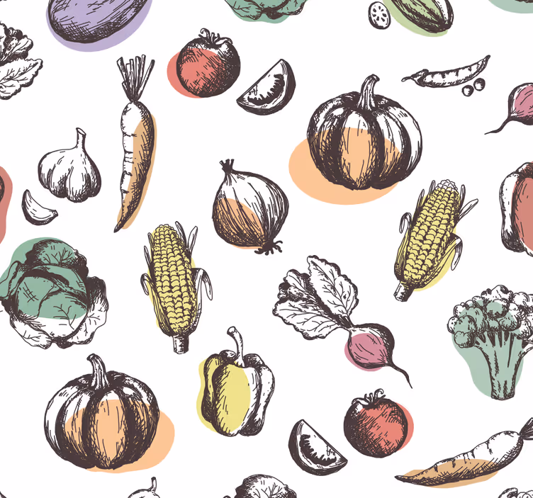 Ingrediënten patroon retro stijl keuken rolgordijn - TenStickers