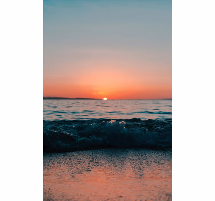 Zonsondergang op een strand badkamer rolgordijn - TenStickers