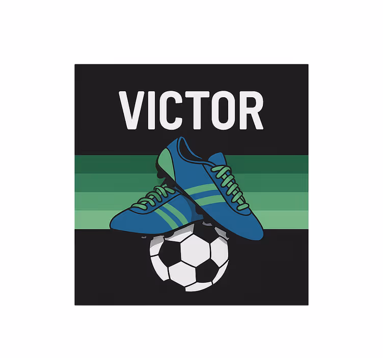Voetbalschoenen met naam kinderkamer rolgordijn - TenStickers