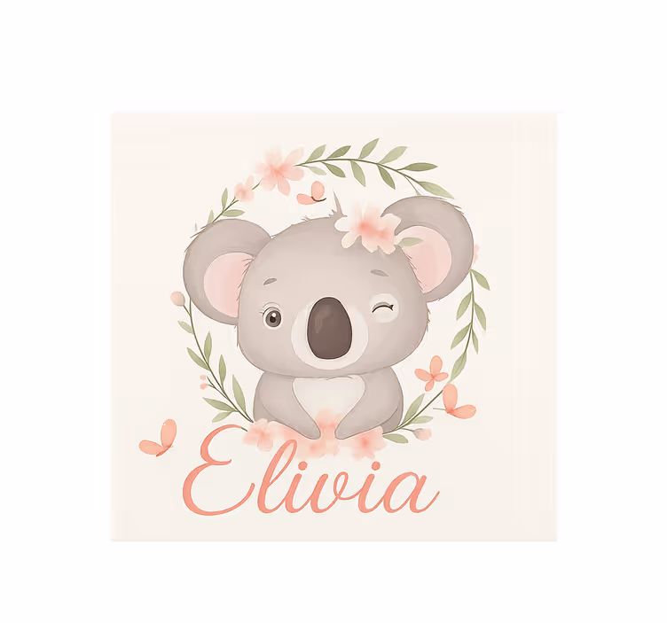 Koala met naam rolgordijn gepersonaliseerd - TenStickers
