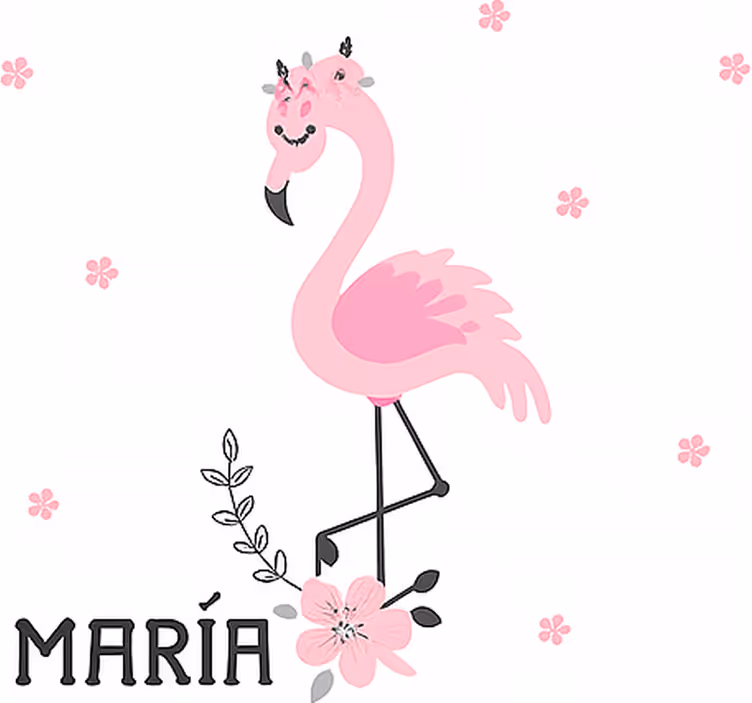 Roze flamenco met naam kinderkamer rolgordijn - TenStickers