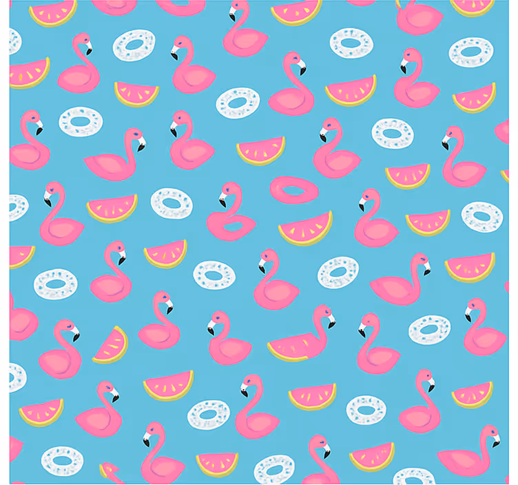 Blauwe flamingoprint kinderkamer rolgordijn - TenStickers