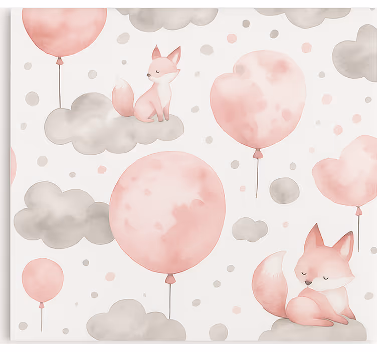 Pastel ballonnen en wolken kinderkamer rolgordijn - TenStickers