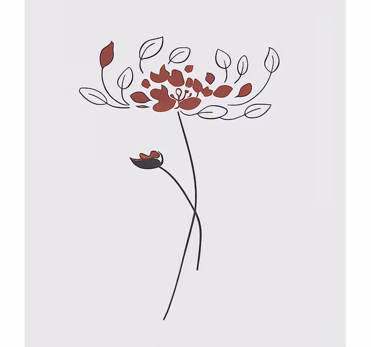 Minimalistische botanische schets kinderkamer rolgordijn - TenStickers