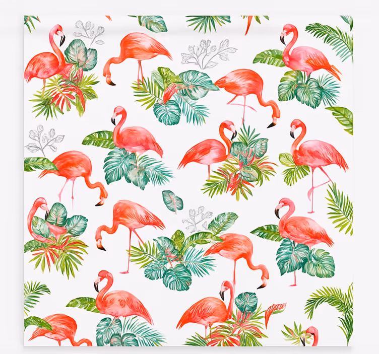 Flamingo tropisch patroon keuken rolgordijn - TenStickers