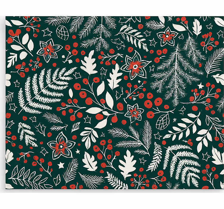 Bloemen kerstpatroon rolgordijn woonkamer - TenStickers