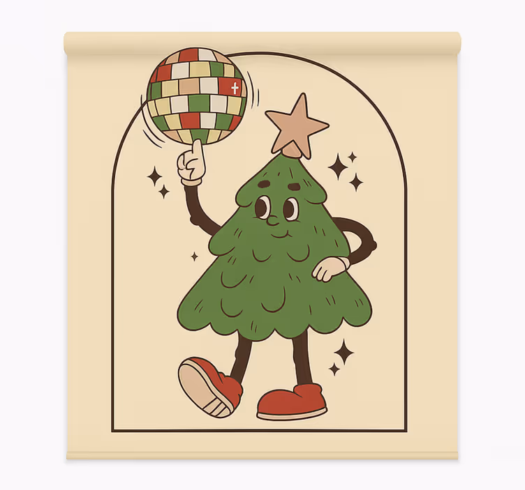 Groovy discoboom rolgordijn woonkamer - TenStickers