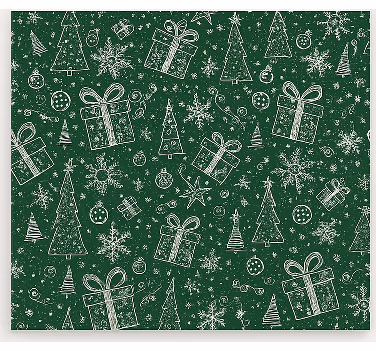 Groen witte kerst rolgordijn woonkamer - TenStickers