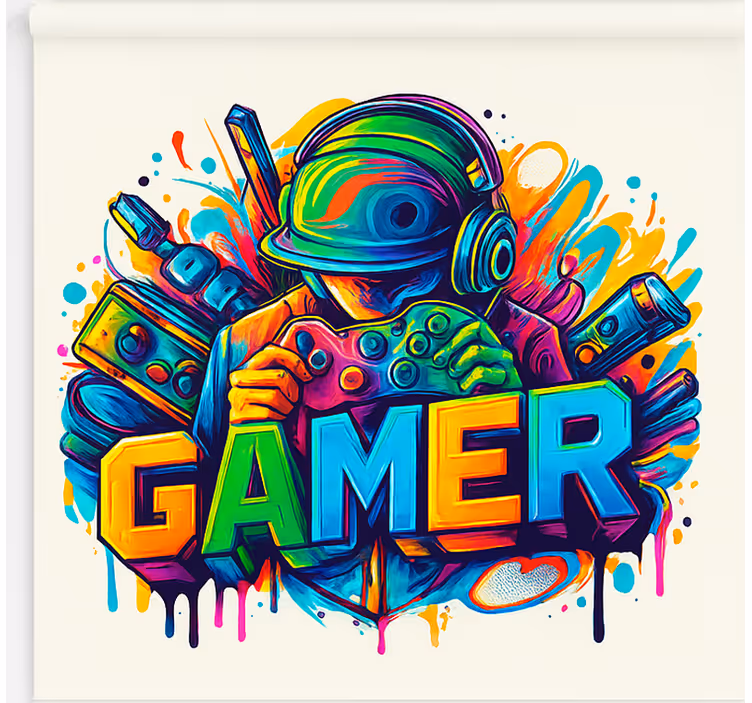 Vastgezet in gamer gamer rolgordijn - TenStickers