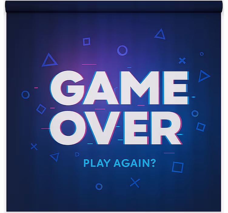 Spel over, opnieuw spelen gamer rolgordijn - TenStickers