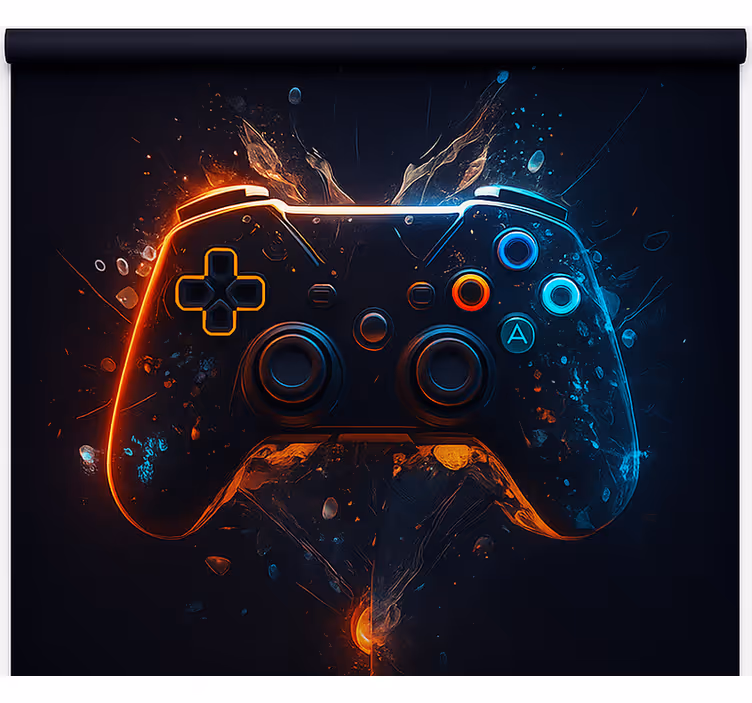 Vuur- en ijscontroller gamer rolgordijn - TenStickers