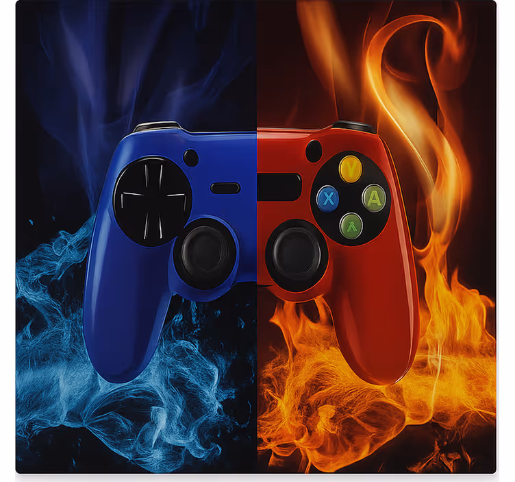 Vuur- en ijsconsole gamer rolgordijn - TenStickers