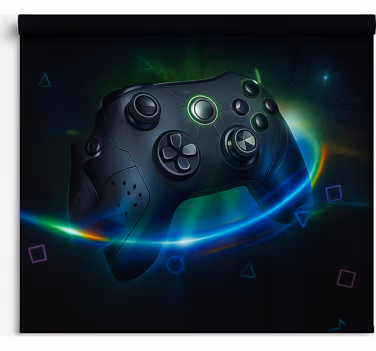Neon futuristische gamecontroller gamer rolgordijn - TenStickers