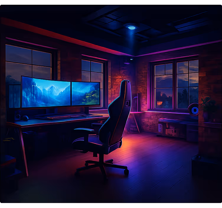 Futuristische neon spelopstelling gamer rolgordijn - TenStickers
