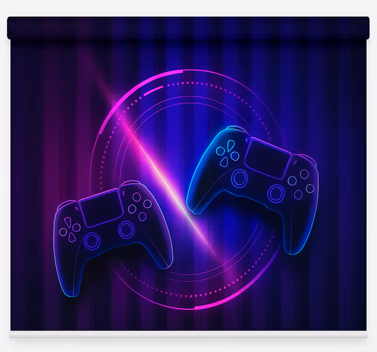 Neon clash gamecontrollers gamer rolgordijn - TenStickers
