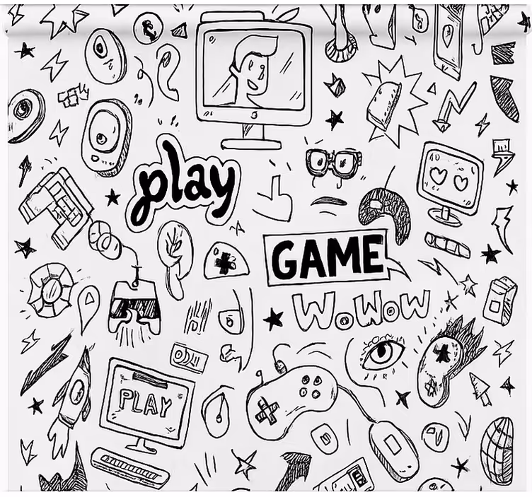 Zwart-wit gaming-ontwerp gamer rolgordijn - TenStickers
