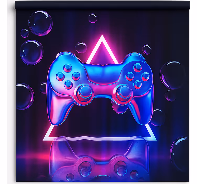 Chromen neon bubble controller gamer rolgordijn - TenStickers