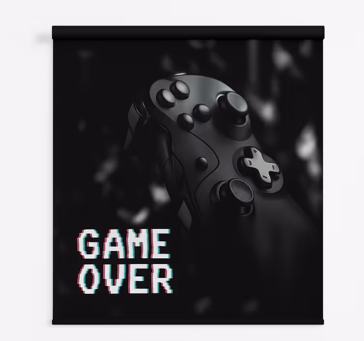 Matzwart spel voorbij gamer rolgordijn - TenStickers