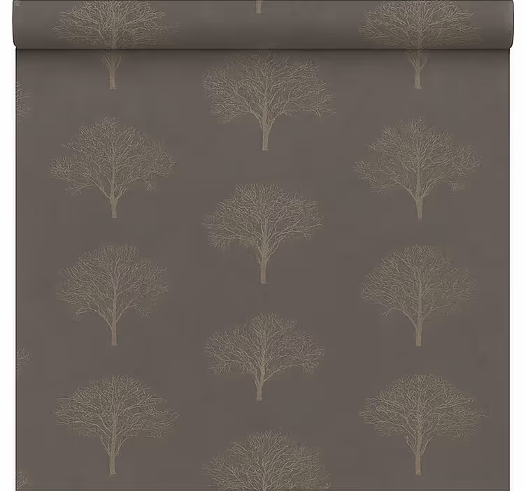 Beige zwarte bosbomen rolgordijn eetkamer - TenStickers