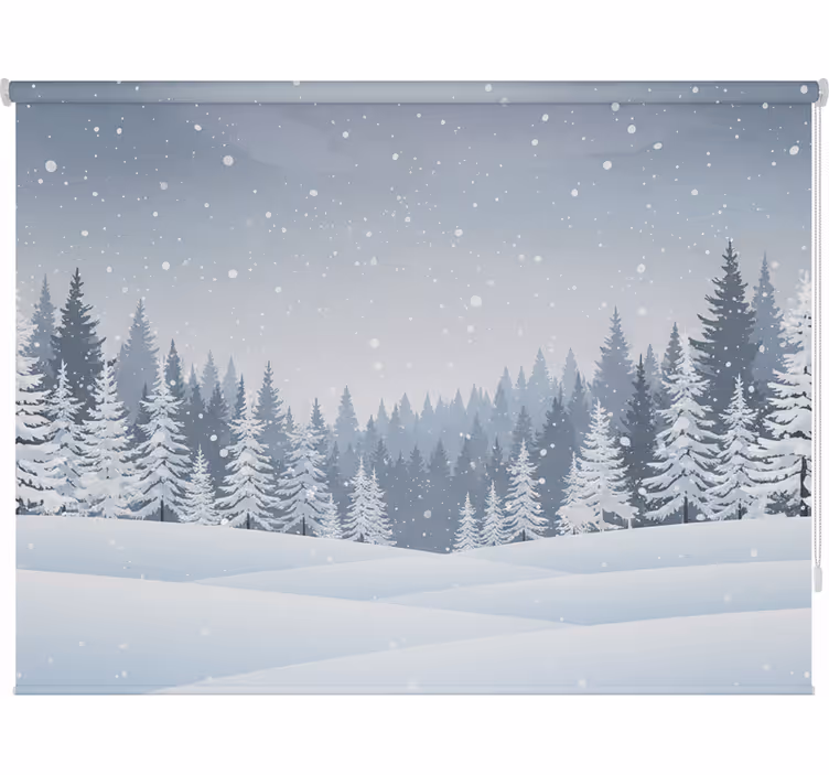 Rolgordijn scandinavisch winterbos scène - TenStickers