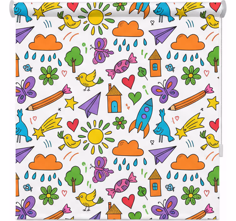 Rolgordijn scandinavisch speelse krabbels print - TenStickers