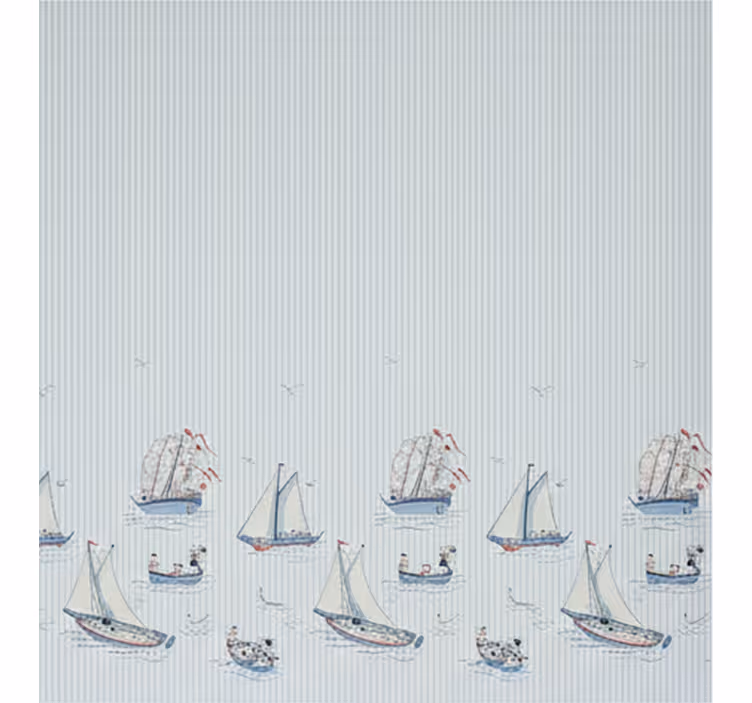 Rolgordijn scandinavisch oceaanblauwe zeilschepen - TenStickers