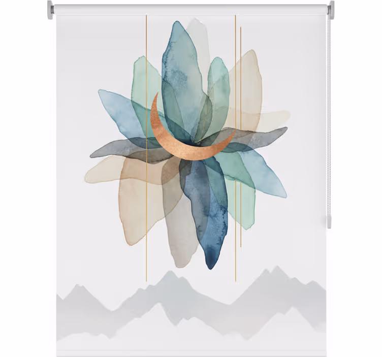Rolgordijn scandinavisch abstract kleurrijk berglandschap - TenStickers