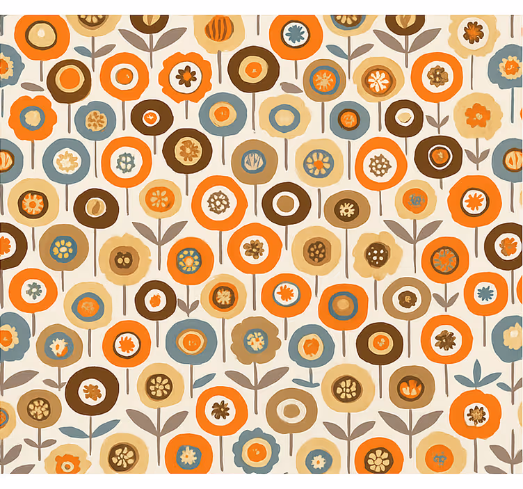 Rolgordijn scandinavisch kleurrijke vintage bloemen - TenStickers