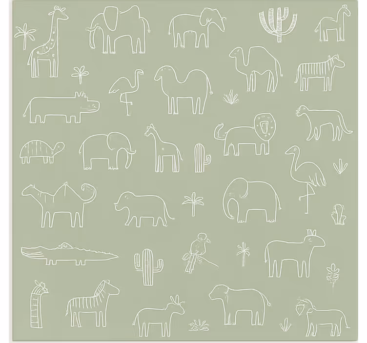 Rolgordijn scandinavisch jungle dieren omtrek - TenStickers