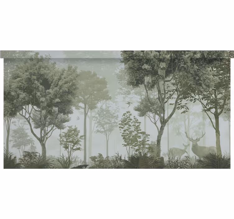 Rolgordijn bomen rustgevende natuuroase - TenStickers