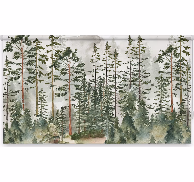 Rolgordijn bomen woodland wand kinderkamer - TenStickers