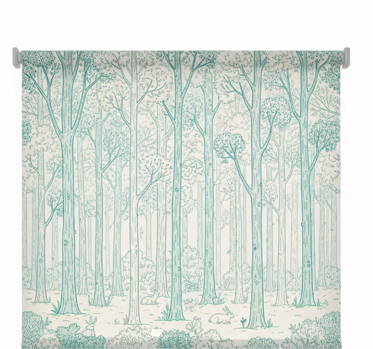 Rolgordijn bomen mint bosillustratie - TenStickers