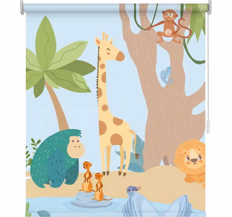 Kinderkamer rolgordijn jungle dieren - TenStickers