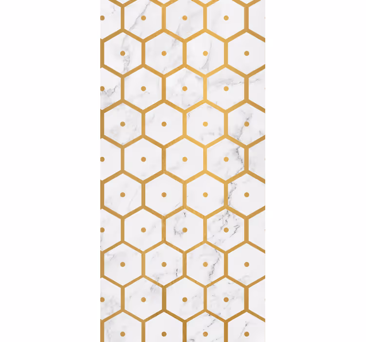 Badkamer rolgordijn hexagonaal gouden marmerpatroon - TenStickers
