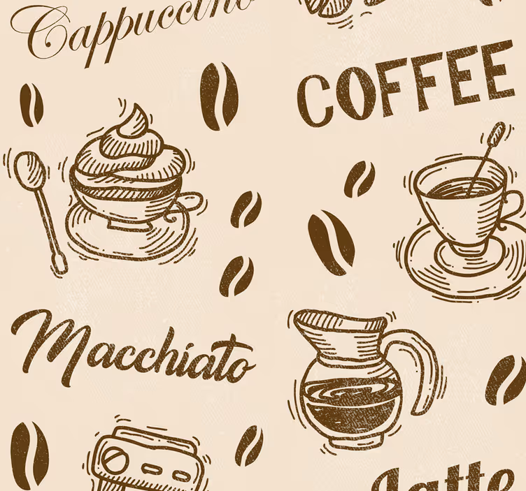 Keuken rolgordijn met koffievariëteiten ontwerp - TenStickers