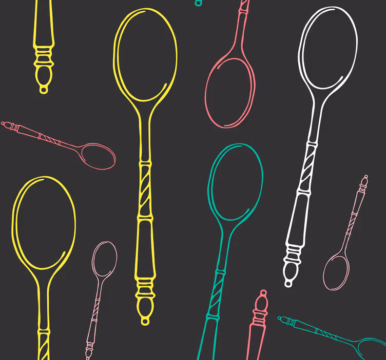 Keuken rolgordijn neon keukenhulpmiddelen schets - TenStickers