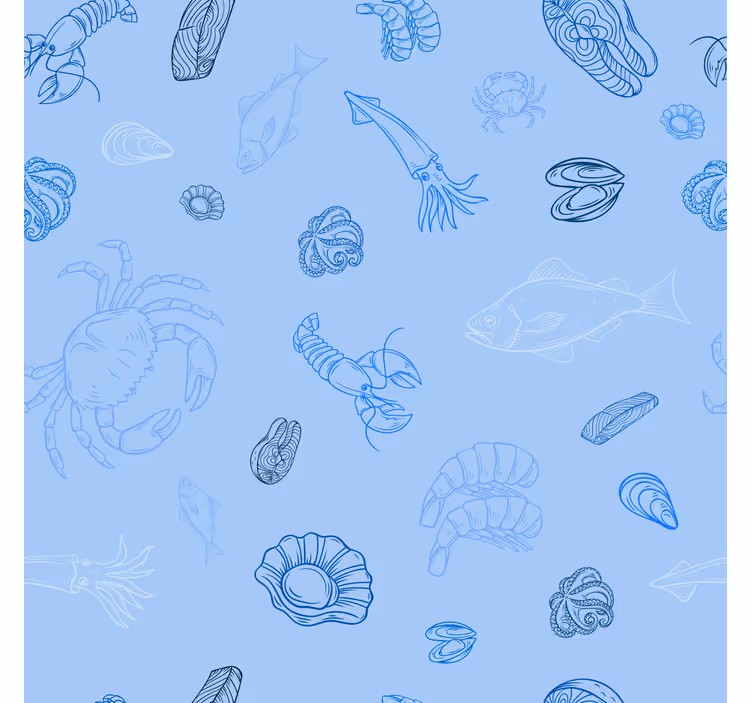 Keuken rolgordijn met zeevruchtenpatroon - TenStickers