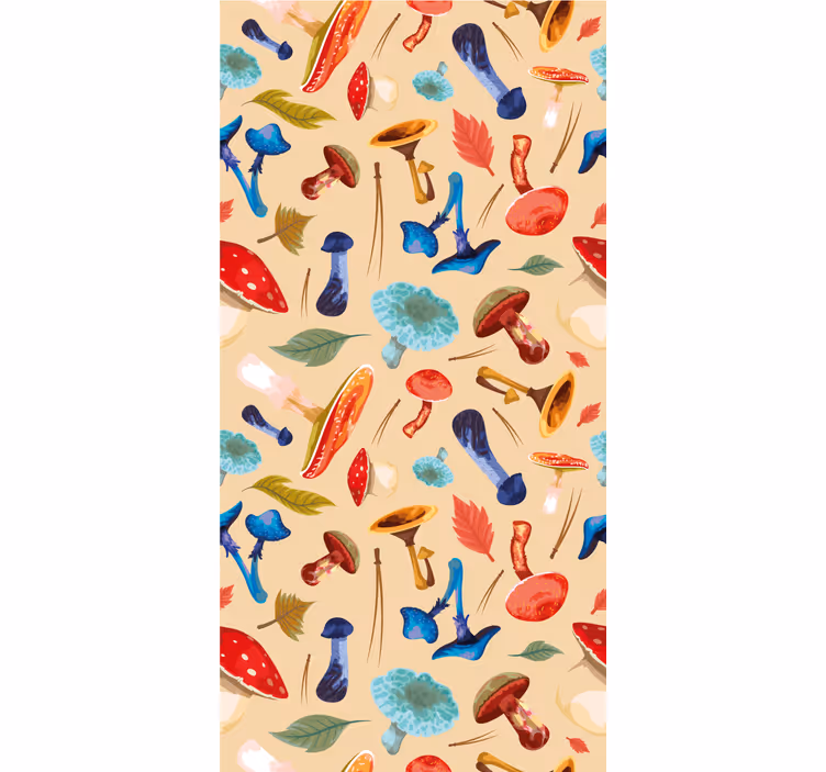 Keuken rolgordijn set met was tekeningen paddenstoelen - TenStickers