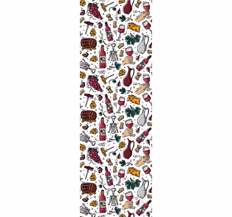 Keuken rolgordijn druiven wijn en kaas vintage patroon - TenStickers
