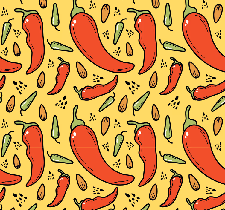 Keuken rolgordijn rode en groene chilipepers - TenStickers