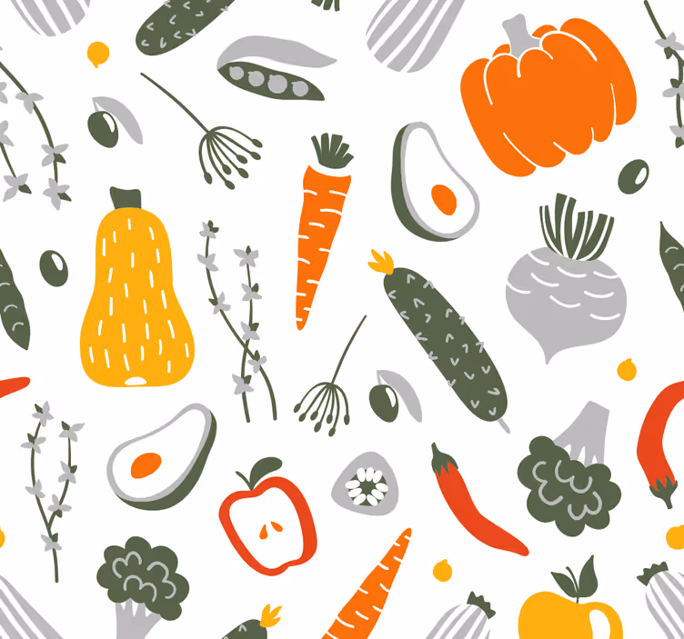 Keuken rolgordijn fruit en groente collectie - TenStickers