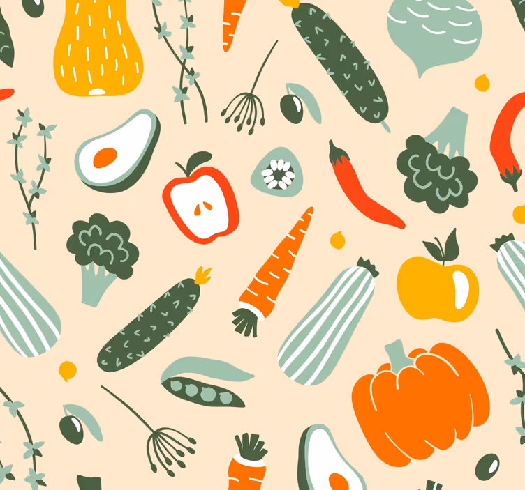 Keuken rolgordijn kleurrijke verschillende gerechten - TenStickers