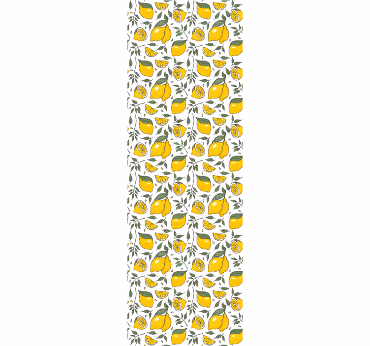 Keuken rolgordijn citroenen en crèmekleurige bloemen - TenStickers
