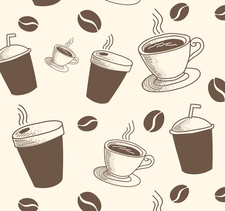 Keuken rolgordijn coffee wit-turquoise - TenStickers