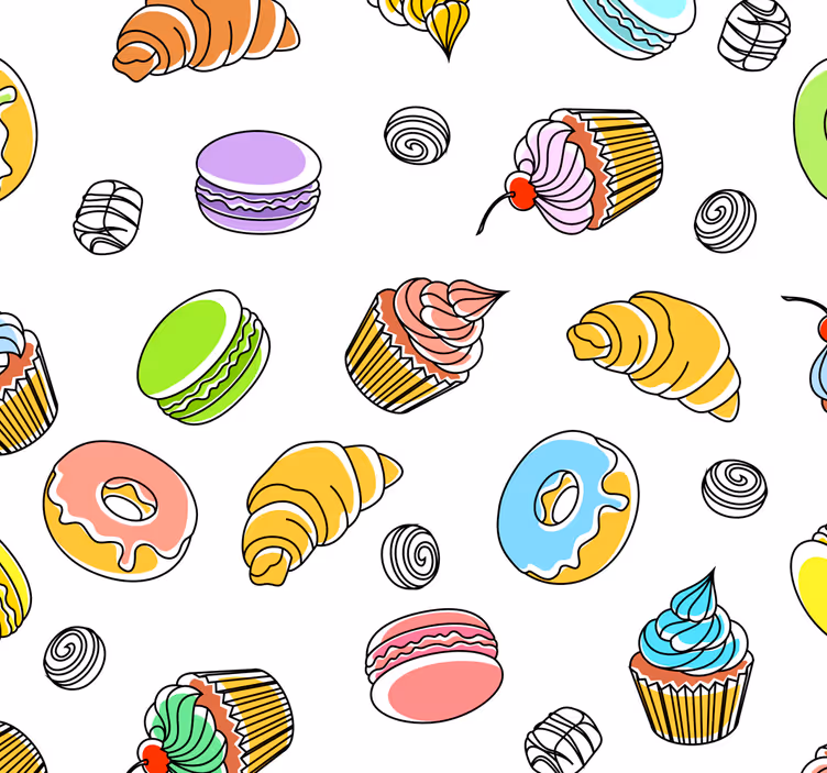 Keuken rolgordijn heerlijke gebakjes - TenStickers