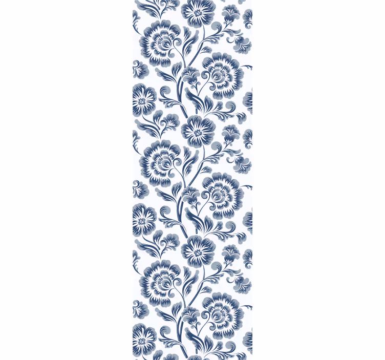Eetkamer rolgordijn blauwe bloemen grandmillenial patroon - TenStickers