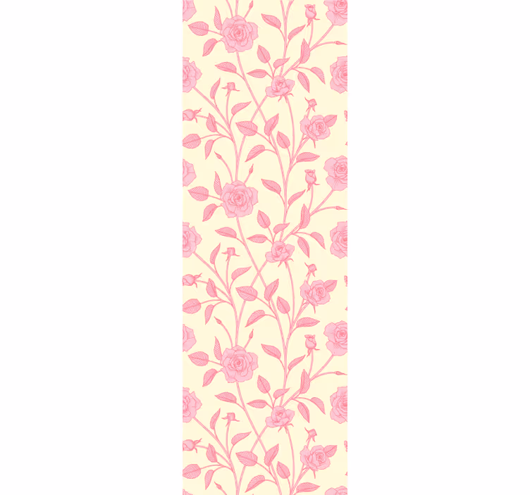 Eetkamer rolgordijn vintage kleine rozen op roze achtergrond - TenStickers