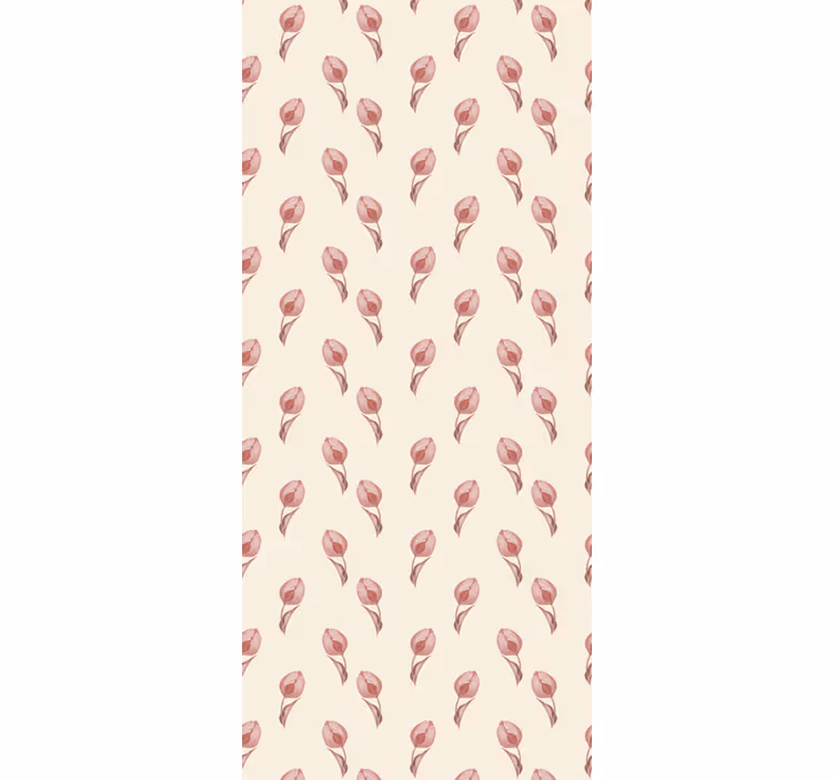 Eetkamer rolgordijn klein roze tulpenpatroon - TenStickers